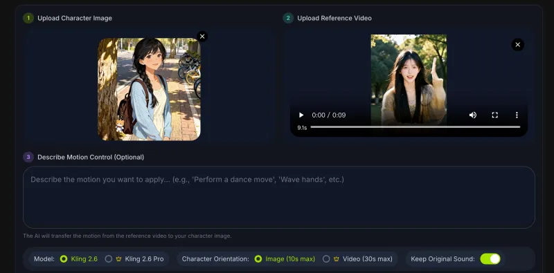 Customize with Motion Brush & Motion Control Settings