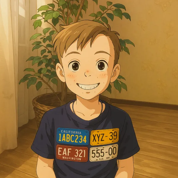 Kunstwerk im Ghibli-Stil, das eine Familienszene zeigt